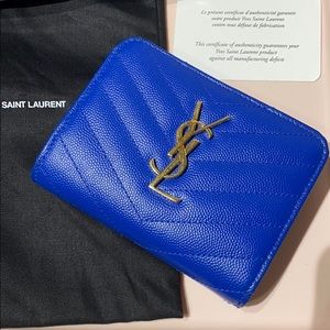 YSL Saint Laurent Blue Wallet